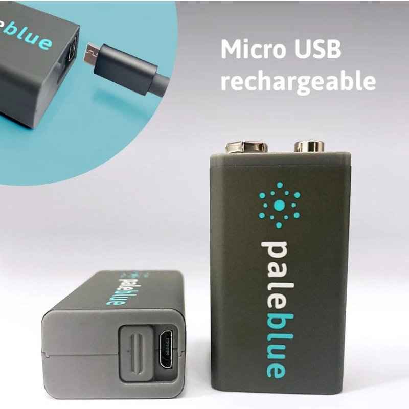Pale Blue Li-Ion Rechargeable 9V Battery - 2 pack