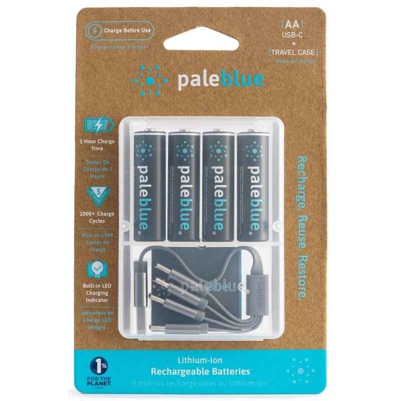 Pale Blue Li-Ion Rechargeable AA Battery 4-pack