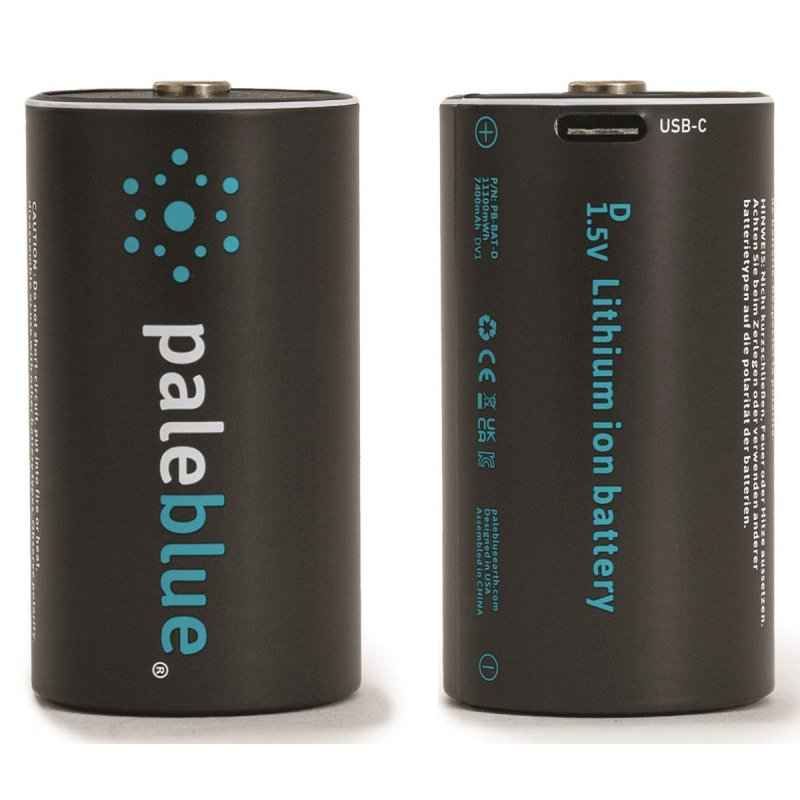 Pale Blue Li-Ion Rechargeable D Battery USB-C 2-pack