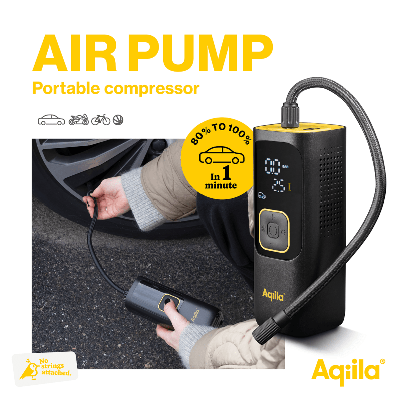 Aqiila Airbird kompressor + powerbank C7