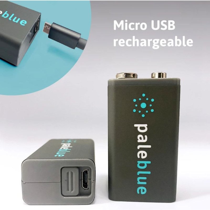 Pale Blue Li-Ion Rechargeable 9V Battery - 2 pack