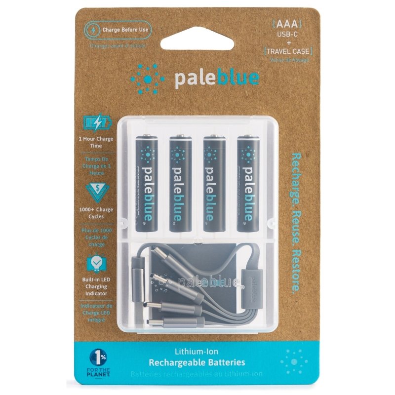 Pale Blue Li-Ion uppladdningsbart AAA-batteri 4-pack