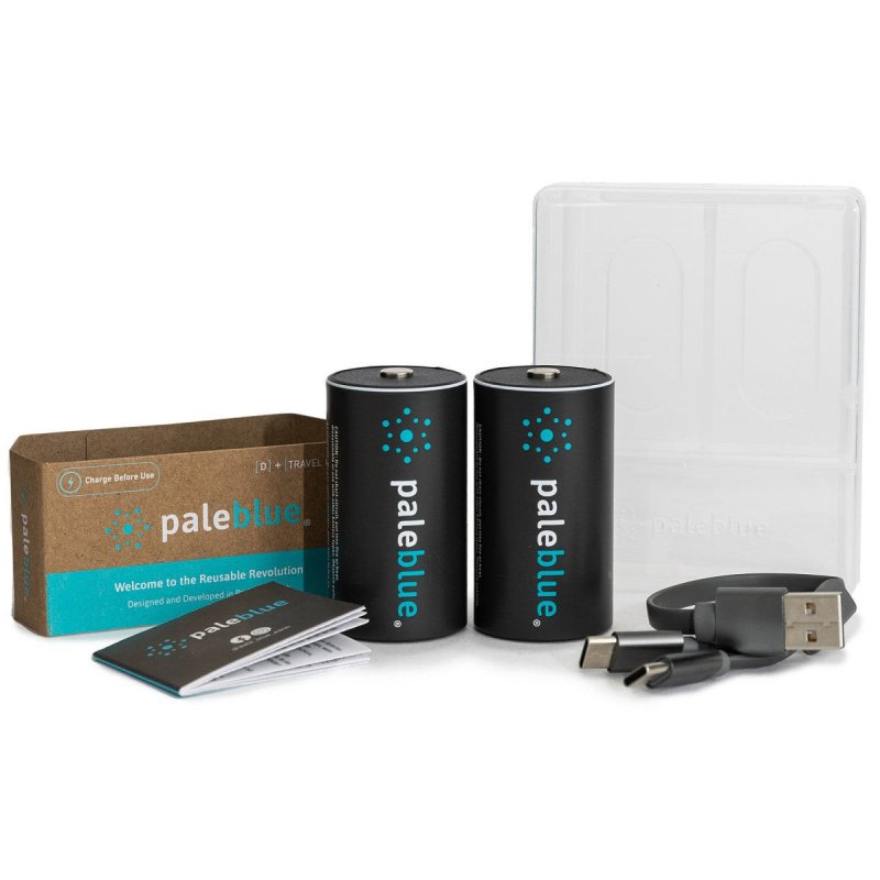 Pale Blue Li-Ion Rechargeable D Battery USB-C 2-pack